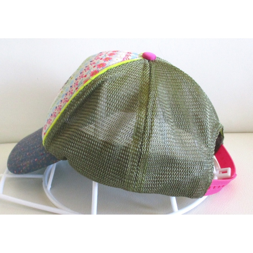 Natural Life Do What Makes You Happy Smiley Face Trucker Hat Floral Mesh Pink - Picture 3 of 7